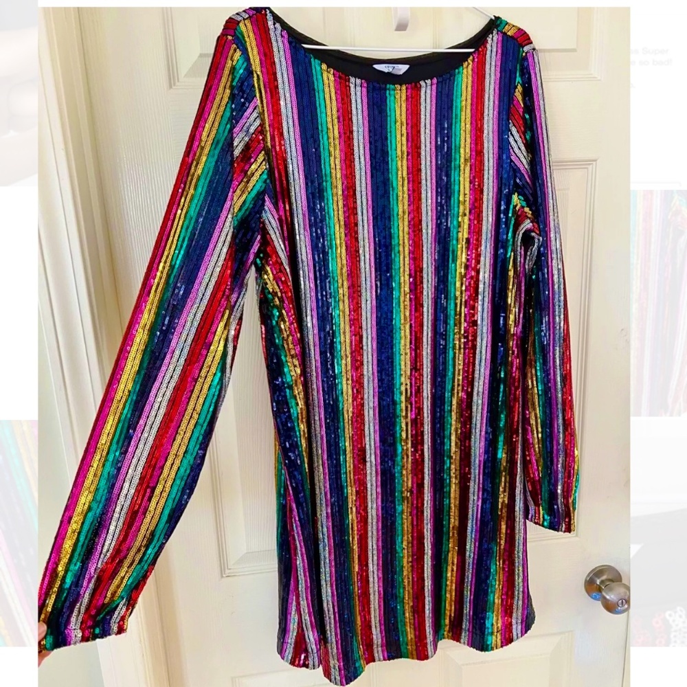 Stunning rainbow multicolored sequined dress crown & ivy